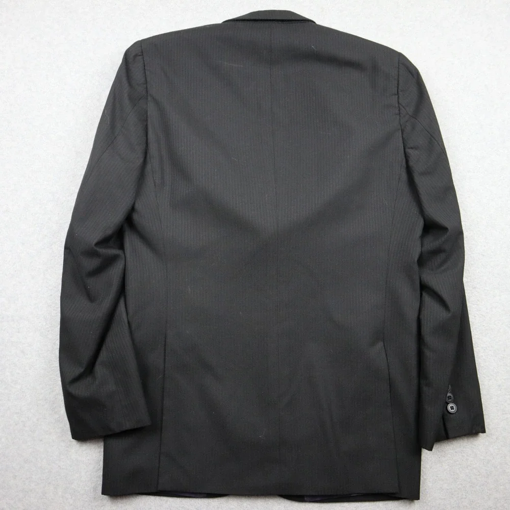 J.Ferrar Blazer Mens 36R Black Pinstripe Two-Button Notch Lapel Suit Jacket